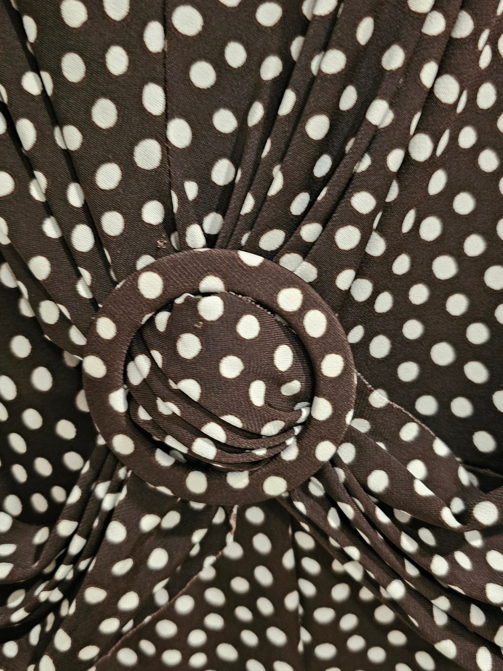 Penningtons Chocolate Brown Polka Dot Midi Dress Retro Pinup Cottagecore Office - Picture 6 of 11